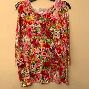 Floral sweater with shoulder cutouts
